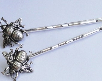 Bees Silver Bumble bees hairpins brides bridesmaids flower wedding Hair