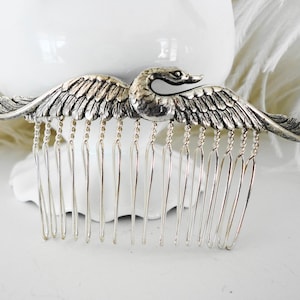 Swan Comb Silver Antiqued  vintage bridal bridesmaids long estate elegant old hollywood