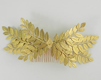 Bridal Hair Comb Fern  leaves Gold Retro Shabby chic Old Hollywood wedding bridemaids Girly Vintage style Estate Style English Charm