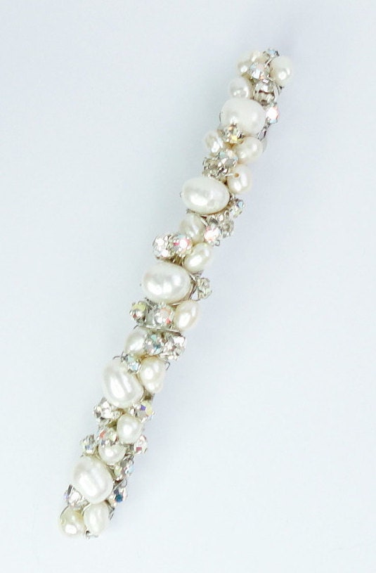 Bridal Pearl Silver Hair Comb Swarovski Crystal Hairpins  display picture 2