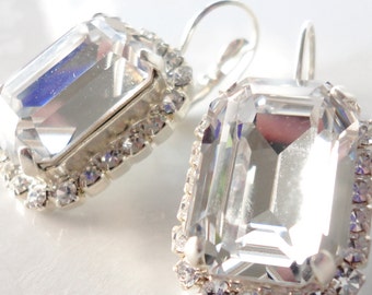 Swarovski crystal earrings silver vintage bridal bridesmaids estate old hollywood wedding classic brides