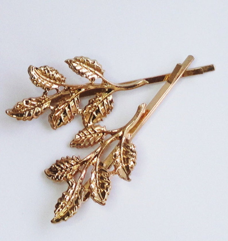 Leaves Bobbypins Gold Leaf hairpins brides bridesmaids flower wedding Hair