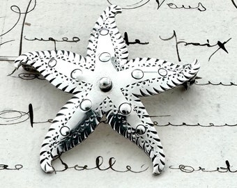 Gorgeous  Abbott Gotshall Starfish Statement Brooch in Sterling Silver  -  Seaside Beach Holiday Coast Tidepool