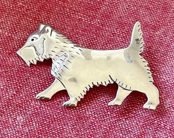 Abbott Gotshall Terrier Modernist Brooch signed sterling silver - rare collectible stylized Scotty dog Jack Russell