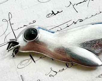 Broche vintage Clifford Russell en argent sterling avec sceau : bijoux Maine Seashore