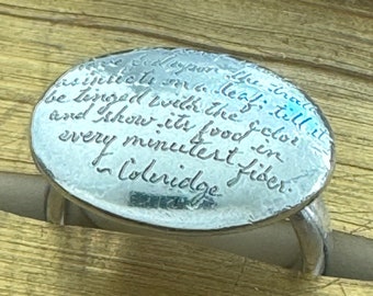 Jeanine Payer Sterling Silver Coleridge Ring - Quote Poet Poetry Quotation