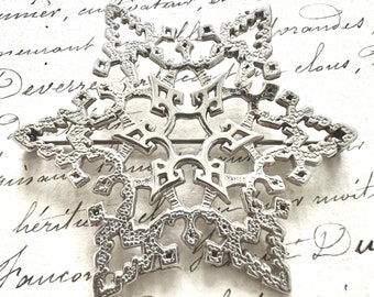 Gorgeous Sterling Silver Snowflake MFA Statement -  winter holiday coat brooch