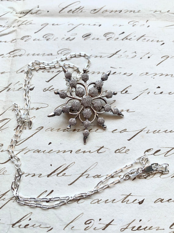 Sterling Silver Star pendant or brooch with chain… - image 2
