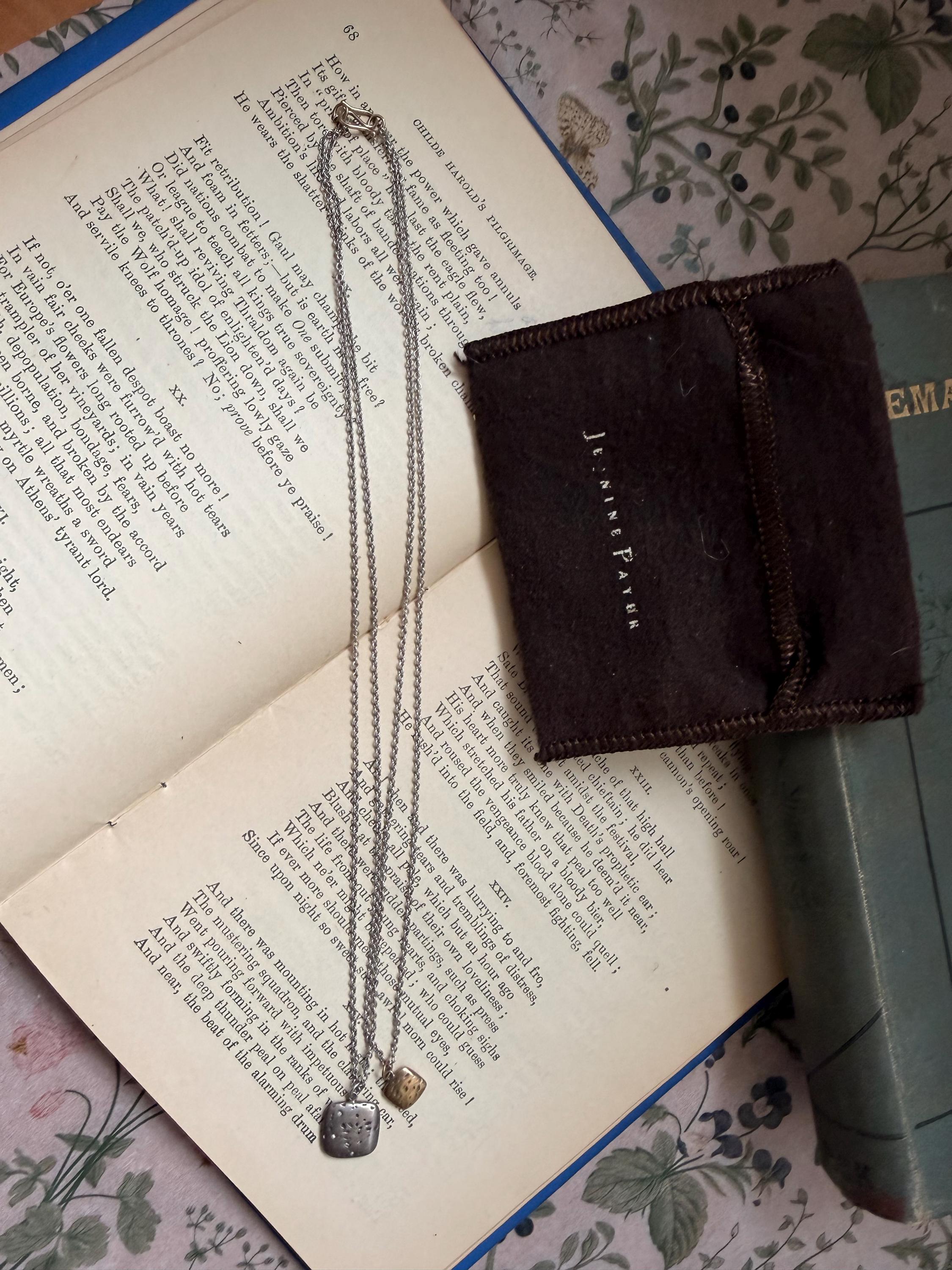 Vintage Jeanine Payer Quote Necklace – Sterling Silver & 18k Gold