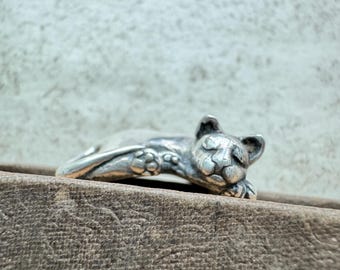 Bague en argent sterling avec chat endormi James Yesberger - Taille 6