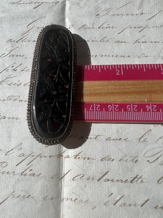 Antique Chinese Carved Ebony and Cinnabar Brooch … - image 8