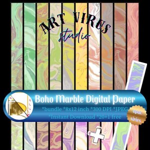 Boho Marble Digital Paper: 20+ Color Texture Backgrounds (8x12” JPG, Instant Download)