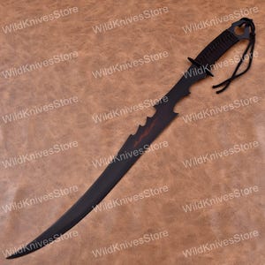 Tactical Black Sword - Full Tang Unique Cutout Blade Modern Fantasy Cosplay wk 36