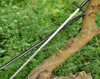 Hand-Forged Longsword Replica - Gold Crossguard Functional/Decorative Two-Handed Sword