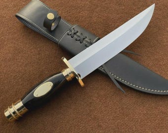 Searless Bowie Knife | Handmade D2 Steel Knife | Buffalo Horn Handle, Leather Sheath 82
