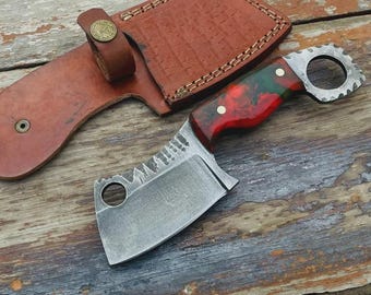 Custom Handmade 5160 Spring Steel Antiqued Mini Cleaver, Skinner, EDC9  80