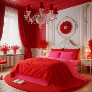 Elegant red-pink duvet cover set with minimal design and breathable cotton fabric for all seasons.