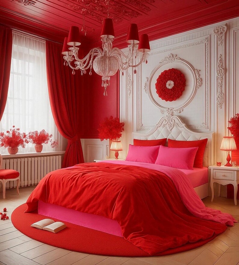 Elegant red-pink duvet cover set with minimal design and breathable cotton fabric for all seasons.