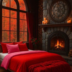 Minimal red-pink bedding with refined elegance — comfort meets artistry in every thread.