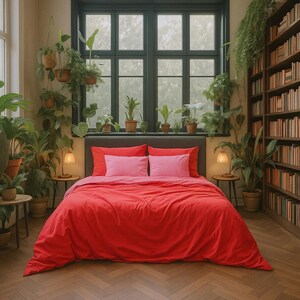 Premium ranforce cotton bedding in red and pink — gentle on the skin, elegant in every detail.