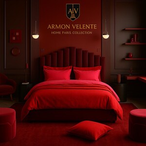 Modern bedding set in romantic tones, adding passion and serenity to your bedroom decor.