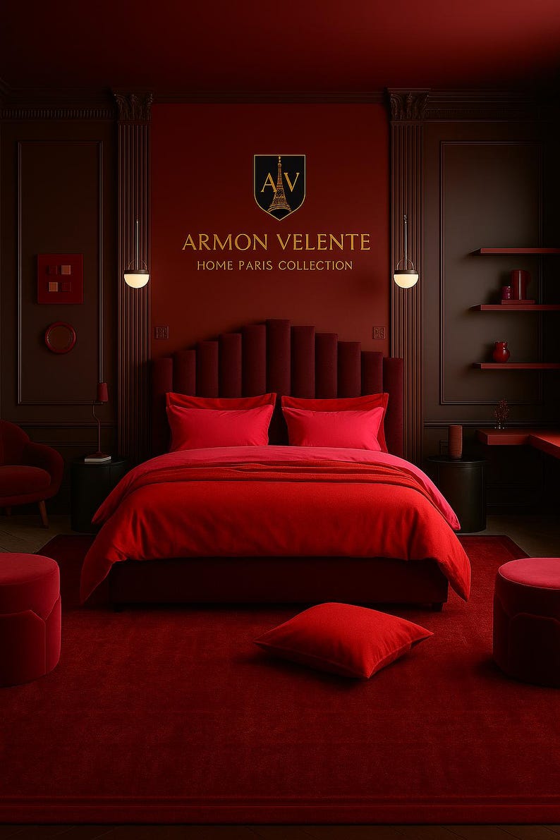 Modern bedding set in romantic tones, adding passion and serenity to your bedroom decor.