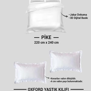 Puede incluir: Juego de cama blanco que incluye una funda n&oacute;rdica (220 cm x 240 cm) y dos fundas de almohada Oxford (50 cm x 70 cm). La funda n&oacute;rdica presenta un tejido jacquard y una impresi&oacute;n digital 3D. Las fundas tienen una costura de volante de 0,4 cm.