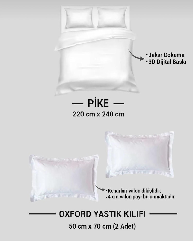 Puede incluir: Juego de cama blanco que incluye una funda n&oacute;rdica (220 cm x 240 cm) y dos fundas de almohada Oxford (50 cm x 70 cm). La funda n&oacute;rdica presenta un tejido jacquard y una impresi&oacute;n digital 3D. Las fundas tienen una costura de volante de 0,4 cm.