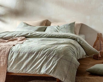 Luxury Olive Green King Duvet Cover Set: Cotton Blend Bedding