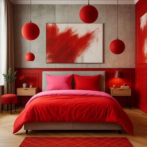 Red-pink ranforce duvet cover crafted with fine cotton for a smooth, breathable, and elegant touch.