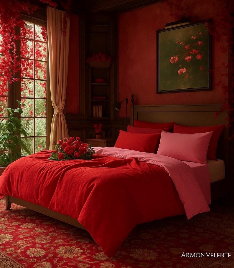 Reversible red and pink duvet cover set — perfect balance between bold color and soft comfort.