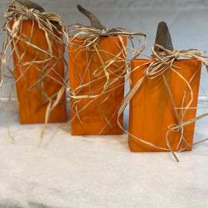 3 Wooden Halloween Pumpkins