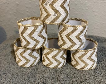 Chevron Burlap Napkin Rings