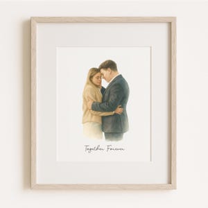 Custom Watercolor Couple Portrait from Photo, Wedding Gift for Wife Husband, Engagement Gift for Friend, Valentines Day Gift, Gift for her