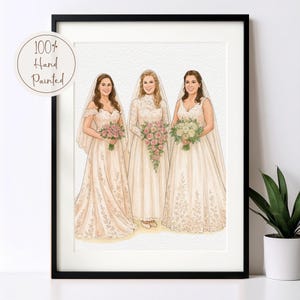 Custom Bride and Mother Portrait, Mother and Daughter Watercolor Drawing, Mother of bride wedding portrait, Mother Of The Bride wedding Gift 5.0 (9)