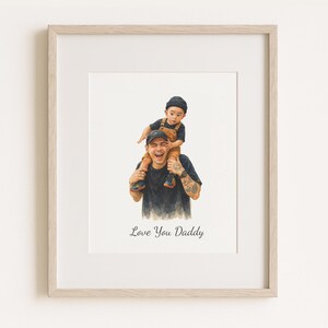 Father&#39;s Day Gift, Custom Watercolor Portrait From Photo, Personalized Gift For Dad, Family Portrait, Gift From Daughter, Christmas Gift