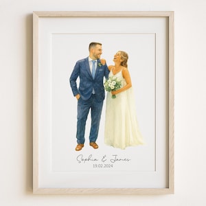 Couple Proposal Portrait, Custom Watercolor Portrait From Photo, Engagement Gift, Gift for Couples, Wedding gift, Anniversary Gift for Him