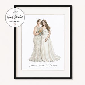 Benutzerdefinierte Braut und Mutter Porträt, Mutter und Tochter Aquarell Zeichnung, Mutter der Braut Hochzeitsporträt, Mutter der Braut Hochzeitsgeschenk