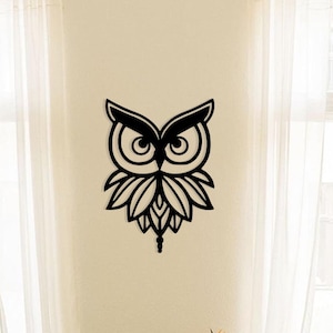 Owl Wall Art – Geometric Metal Owl Sign – Boho Animal Wall Decor – Nature Inspired Home Decoration – Rustic Wildlife Gift Idea