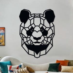 Geometric Panda Metal Wall Art: Modern Polygon Animal Decor