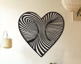 Decoración de pared abstracta de corazón de metal - Arte contemporáneo con espirales