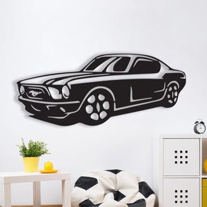 Mustang Metal Wall Art – Muscle Car Silhouette Gift for Him, Garage or Man Cave Decor