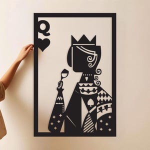 Queen of Hearts Silhouette – Modern Playing Card Wall Art for Game Room, Bar, or Living Room Decor