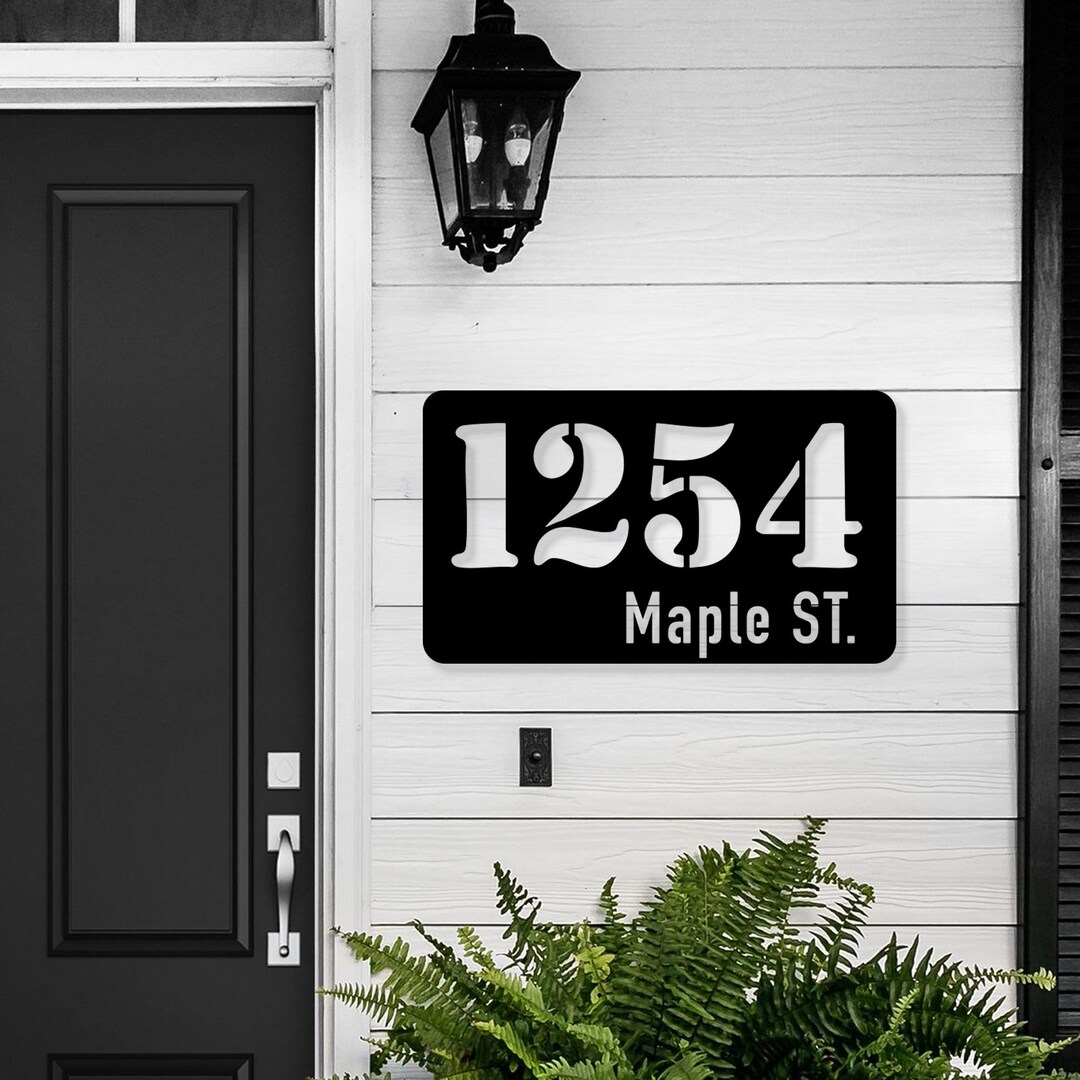 Metal Address Sign – House Number Plaque – Outdoor Wall Decor – Custom ...