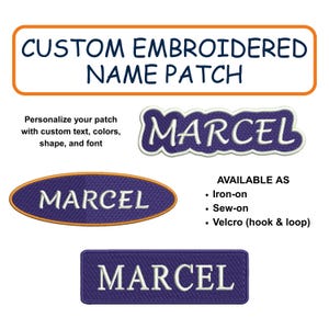 Custom Embroidered Name Patch: Iron-On or Sew-On, Personalized Name Tag