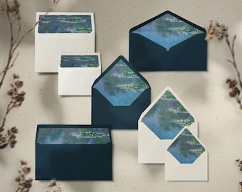 Envelope Liners, Claude Monet, Water Lilies, Canva Template, Multiple sizes, Alice Collection