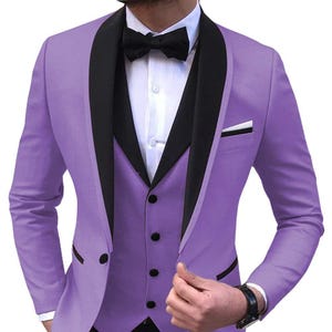 Bespoke-Purple Tuxedo, Tailored Groom Suits Customize Three piece suit wedding suit slim fit suit formal suit Soft Fabric Tuxedo men&#39;s