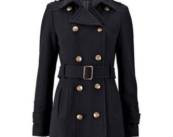 80年代ヴィンテージのブラックウールオーバーコート：オーバーサイズ