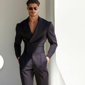 Black Double Breasted Suit: Slim Fit Wedding, Business, or Prom