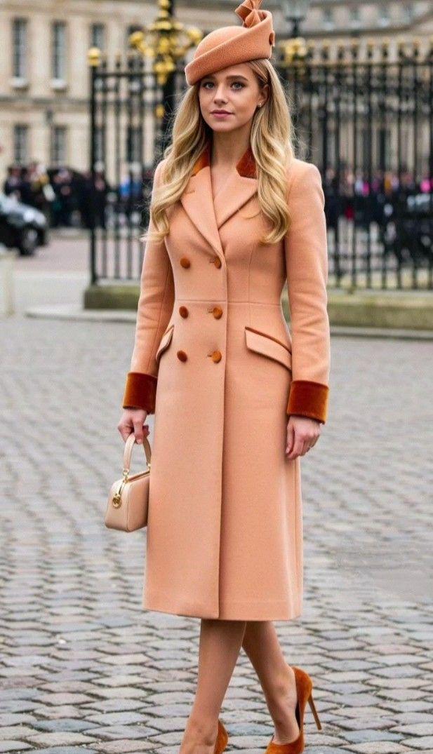Wrap Peach Long Coat Peach Trench Coat